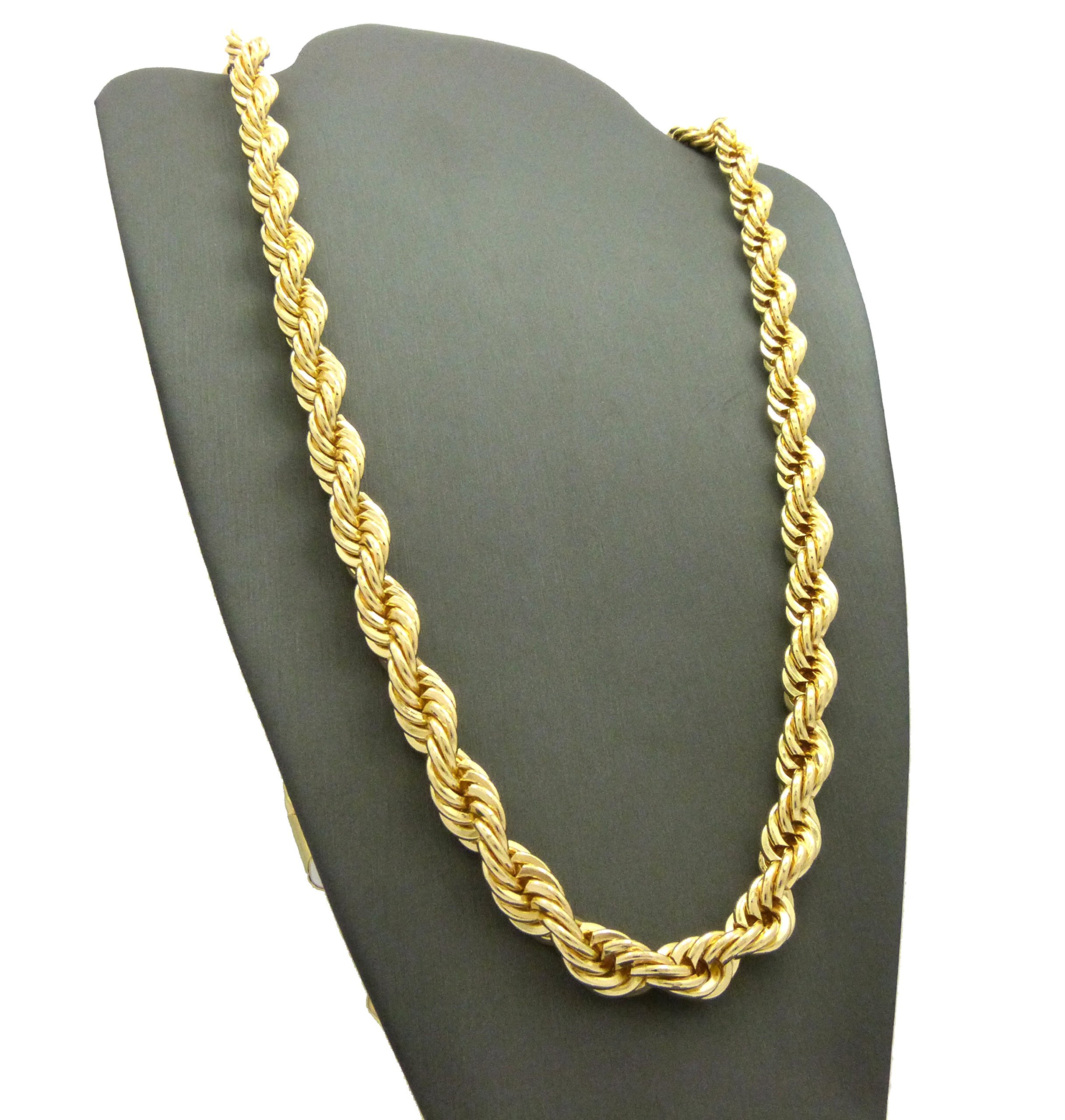 Fashion 21 Hip Hop 80' Unisex Rapper's 8, 10, 12mm Hollow Rope Chain Necklace in Gold, Silver Tone