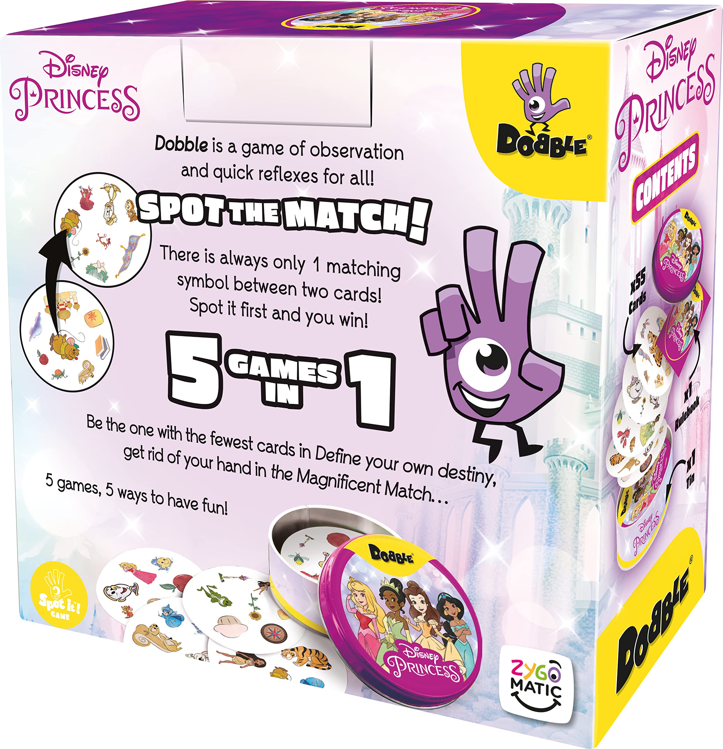 Zygomatic | Dobble Disney Princess 2022 Version | Card Game | Ages 4+ | 2-5 Players | 10 Minutes Playing Time