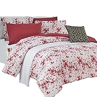 Elegant Comfort Reversible 10-Piece Comforter Set, Tie-Dye Print, Decorative Pillow and Fitted Sheet with Smart Pockets, Soft, Plush, Lightweight Material, 10pc Tie-Dye Set, Cali King, Burgundy