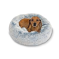 Best Friends by Sheri The Original Calming Donut Cat and Dog Bed in Shag Fur Denim, Small 23