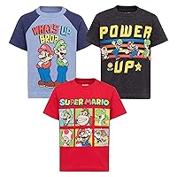 Super Mario Nintendo Boys 3 Pack T-Shirts Luigi Bowser Yoshi Toad Donkey Kong