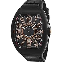 Vanguard Mens Automatic Date Black Titanium Face Black Rubber Strap Watch V 45 SC DT TT NR BR.SN