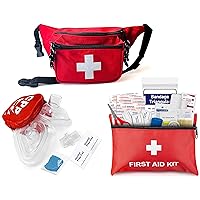 ASA TECHMED Lifeguard First Aid Kit - Includes Lifeguard Fanny Pack/Hip Pack, CPR Kit and 72-Piece First Aid Kit Red