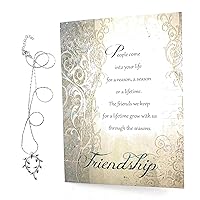 Smiling Wisdom - Friendship - Reason Season Lifetime Friend Greeting Card and Leaf Keepsake Gift Set - Women BFF (Platinum Vine)