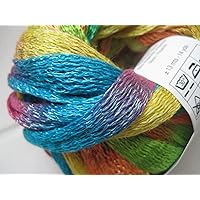 Katia Bossa Nova Mesh Ruffle Yarn - Yellow,Green,Aqua 74