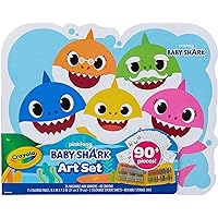 Crayola Baby Shark Art Set, 90 Pieces, Gift for Kids, 4, 5, 6, 7