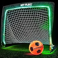 Glow in The Dark Soccer Ball Soccer Net Gift Set | Light Up Soccer Gift for Boys & Girls Kids Teens