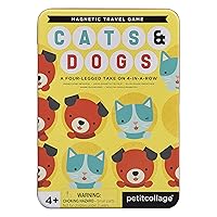 Cats & Dogs Magnetic Four in a Row Travel Game – Cute and Fun Family Game with Portable Tin Included – Easy to Play – Perfect Travel Game for Kids – 2 Player Game, Ages 4+