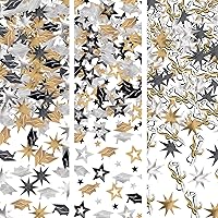 Amscan Graduation Party Caps and Stars Confetti Decoration (Pack Of 1), Black/Silver/Gold, 12 oz
