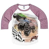 Little Boys' Monster Trucks Racing Raglan T-Shirt