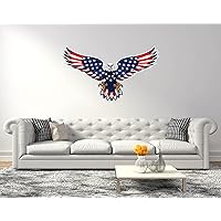 American Eagle Wall Decal - Eagle Sticker - Eagle American Flag Wall Art - Wall Decal for Home Decoration (Wide 30