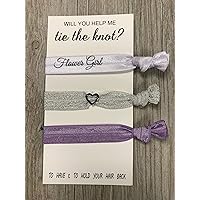 Infinity Collection Flower Girl Hair Ties (Purple)- Will You Help Me Tie The Knot? Flower Girl Hair Accessories. Elastic Hair Ties To Have & To Hold Your Hair Back. Wedding Hair Accessories, 3pcs.