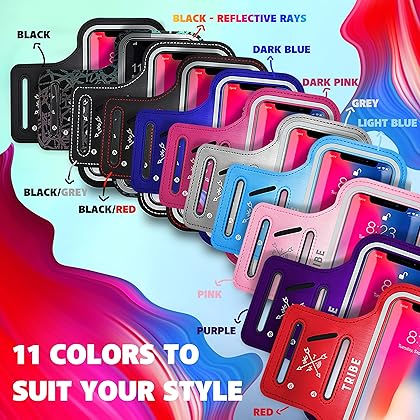 TRIBE Water Resistant Cell Phone Armband Case Running Holder for iPhone Pro Max Plus Mini SE (13/12/11/X/XS/XR/8/7/6/5) Galaxy S Ultra Plus Edge Note (21/20/10/9/8/7/6/5) Adjustable Strap & Key Pocket