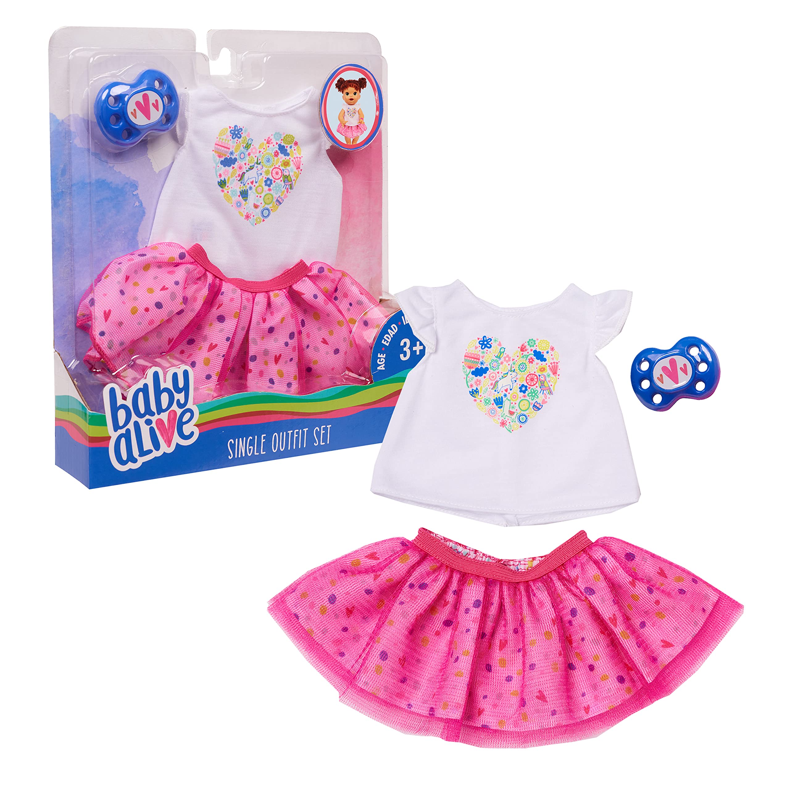Baby Alive Single Outfit Set, White Tee Pink Tutu, Kids Toys for Ages 3 Up by Just Play