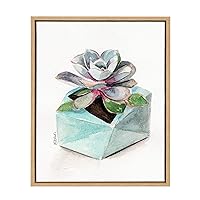 Sylvie Watercolor Succulent 3 Framed Canvas Wall Art by Jennifer Redstreake Geary, 18x24 Natural