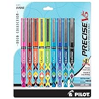 Precise V5 Deco Collection, Capped Liquid Ink Rolling Ball Pens, Extra Fine Point 0.5 mm, Assorted Colors, Pack of 9