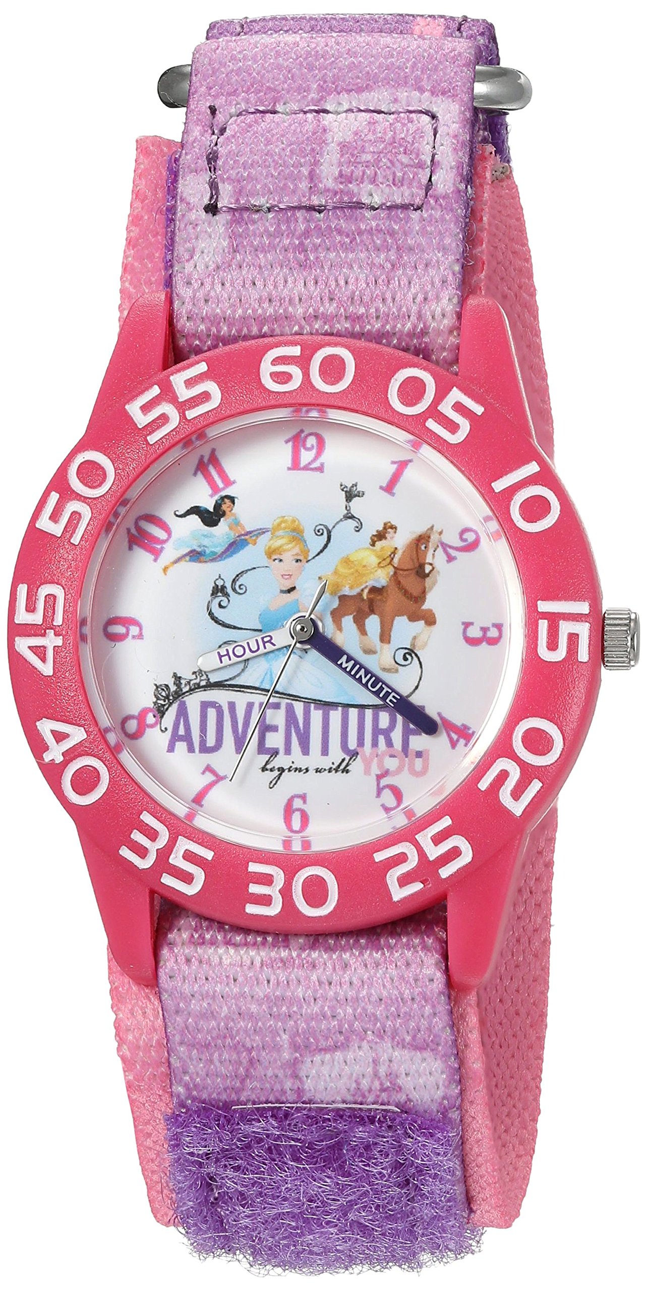Disney Girl's 'Cinderella' Quartz Plastic and Nylon Watch, Color:Purple (Model: W002954)