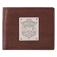 Christian Art Gifts Genuine Leather RFID Wallet for Men | Blessed Is The Man Jeremiah 17:7 Metal Emblem Quality Classic Brown Leather Bifold Wallet | Christian Gifts for Men