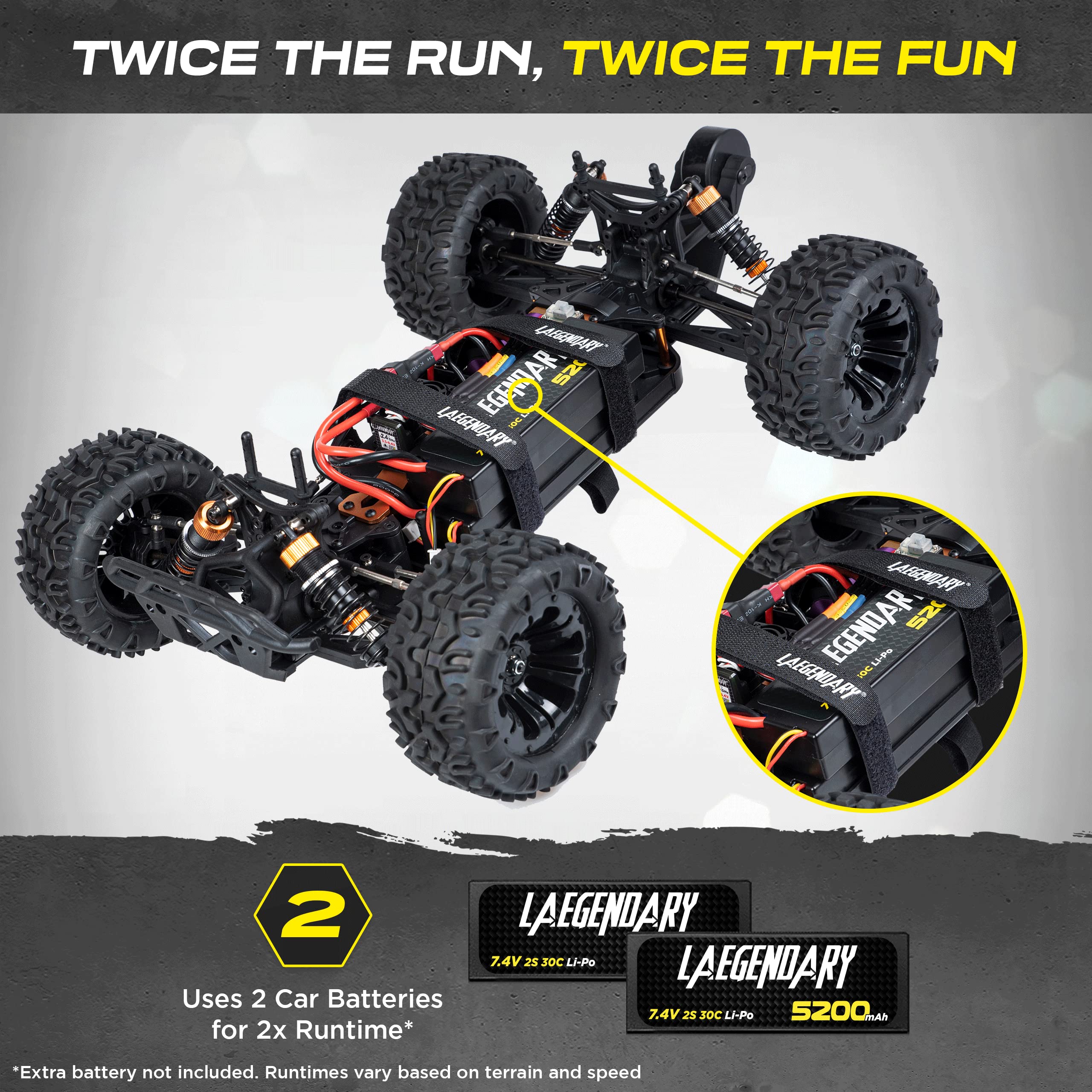 LAEGENDARY Remote Control Car, Hobby Grade RC Car 1:10 Scale Brushless Motor With Two Batteries, 4x4 Off-Road Waterproof RC Truck, Fast RC Cars for Adults, RC Cars, Remote Control Truck, Gifts for Kid