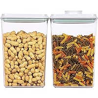 Uamector Pop Container Sets, 2-Piece Large Airtight Food Storage Containers, BPA-Free Air Tight Stackable Dry Cereal Container, Pantry Organization and Storage Cereal Snack Sugar Coffee (2 * 2.9Qt)