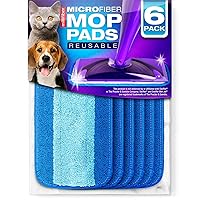 Reusable Mop Pads Compatible with Swiffer WetJet (6 Pack) - Microfiber Mop Refill for Wet Mopping Cloths - Hardwood Floor Cleaning Spray Mop Pads are Reusable Replacements