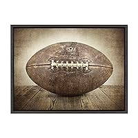 Sylvie Vintage Football Framed Canvas Wall Art By Shawn St. Peter, 18x24 Gray, Traditional Sports-Themed Home Decor