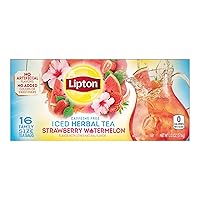 Lipton Strawberry, Watermelon Family Size Iced Tea Bags, 16 Count (Pack of 6)