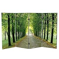 Red Lantern Double Sided Path of Life Canvas Folding Screen, 3 Foot - 4 Panel