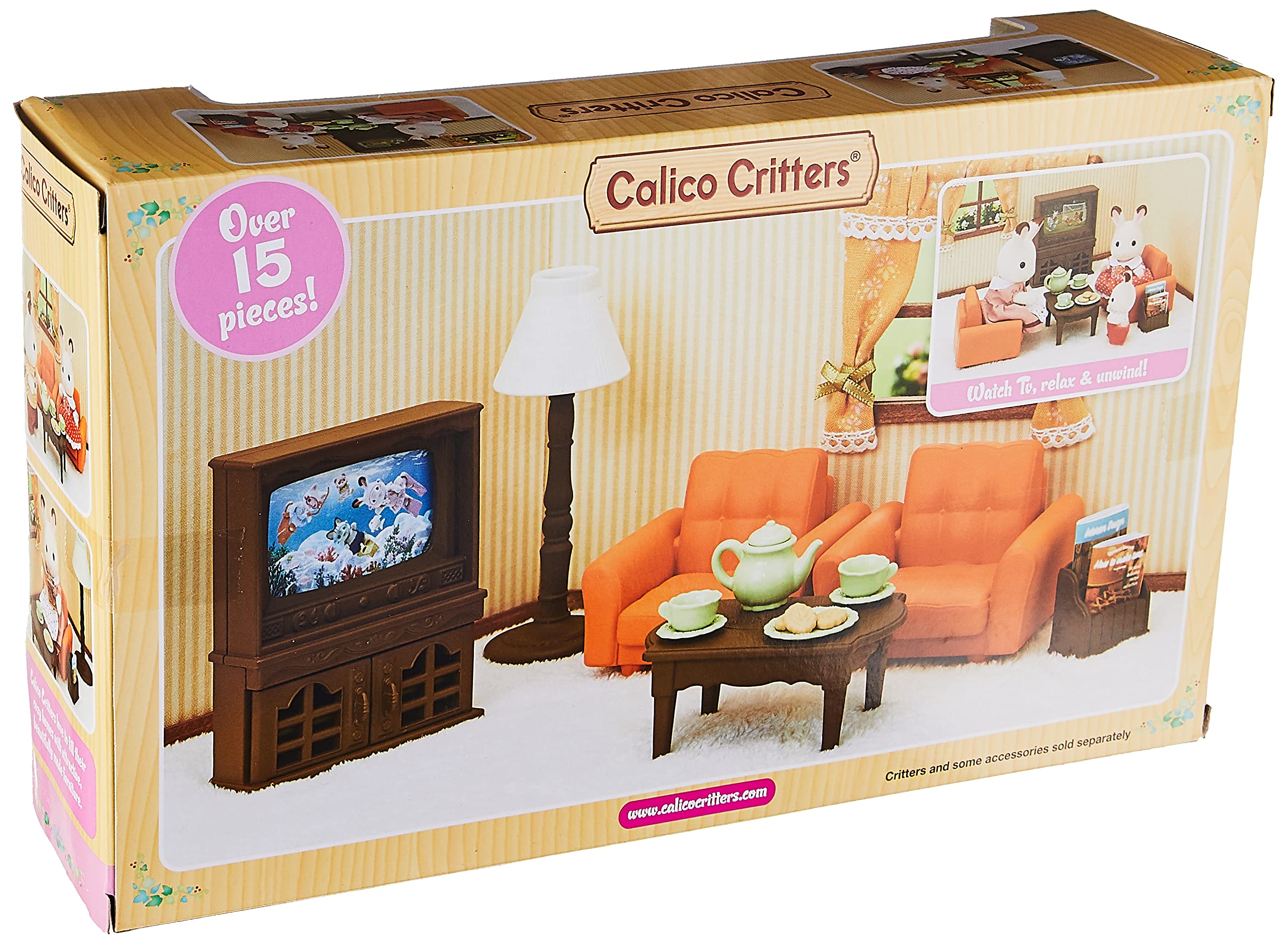 Calico Critters Lounging Living Room Set, Dollhouse Furniture Set