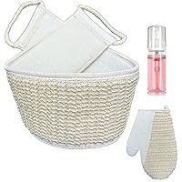 Ultimate Cleansing Set: Back Scrubber and Spa Bath Mitt + Foamer for a Luxurious Bathing Experience for Men or Women (Beige)