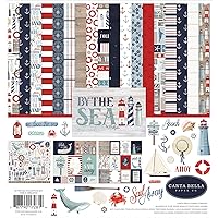 Carta Bella Paper Company By The Sea Collection Kit paper, red, blue, navy, teal, cream 12-x-12-Inch