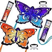 2 Packs 52.4'' Wide Giant Butterfly Kite Yellow and Blue Color Easy to Fly Huge Kites for Kids and Adults with 262.5 ft Kite String, Large Beach Kite for Outdoor Games and Activities