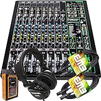 2X XLR Cables Microfiber Cleaning Cloth 2X TRS Cables Mackie PROFX12V2 12-Channel Mixer with USB and Effects Bundle Including Tascam TH-01 Headphones 