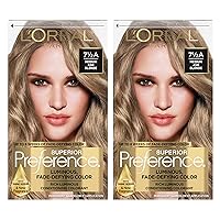 L'Oreal Paris Superior Preference Fade-Defying + Shine Permanent Hair Color, 7.5A Medium Ash Blonde, Pack of 2, Hair Dye