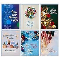 Hallmark Traditional Boxed Christmas Card Assortment (36 Cards and Envelopes) Bottle Brush Trees, Ornaments, Snowflakes