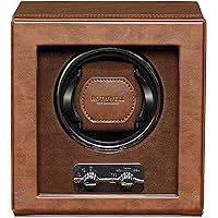 ROTHWELL Single Watch Winder for Automatic Watches with Quiet Motor with Multiple Speeds and Rotation Settings (Tan/Brown)