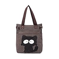 KAUKKO Women Canvas Handbag Shoulder Bag Cat Big Tote Bag