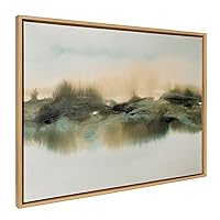 Sylvie Tranquil Meadows Framed Canvas Wall Art by Amy Lighthall, 28x38 Natural, Soft Abstract Watercolor Nature Landscape Art for Wall Home Decor