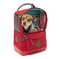Nomad - Dog Carrier Backpack, Hiking Backpack for Small Dogs, Pet Travel Back Pack Carrier, Interior Safety Tether, Waterproof Bottom, Dual Carry Handles, Holds Pets Up to 15 lbs - Red