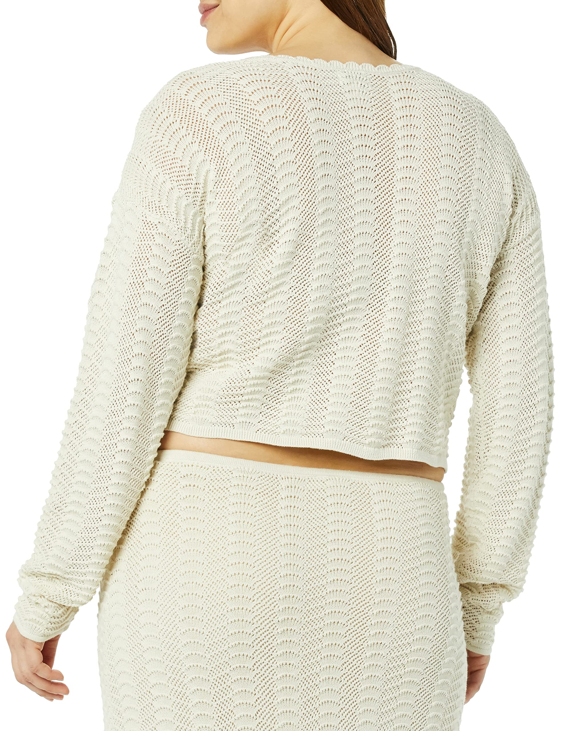 The Drop Women's Makayla Crochet Drop-Shoulder Cropped Pullover