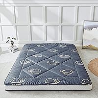 Japanese Floor Mattress Futon Mattress, Thicken Sleeping Mattress Foldable & Portable Roll up Camping Mattress, Whale Pattern Queen