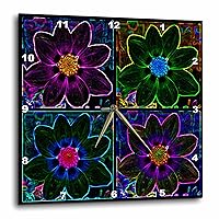 3dRose dpp_8092_3 Cosmos Flower Collage in Neon Glow-Wall Clock, 15 by 15-Inch