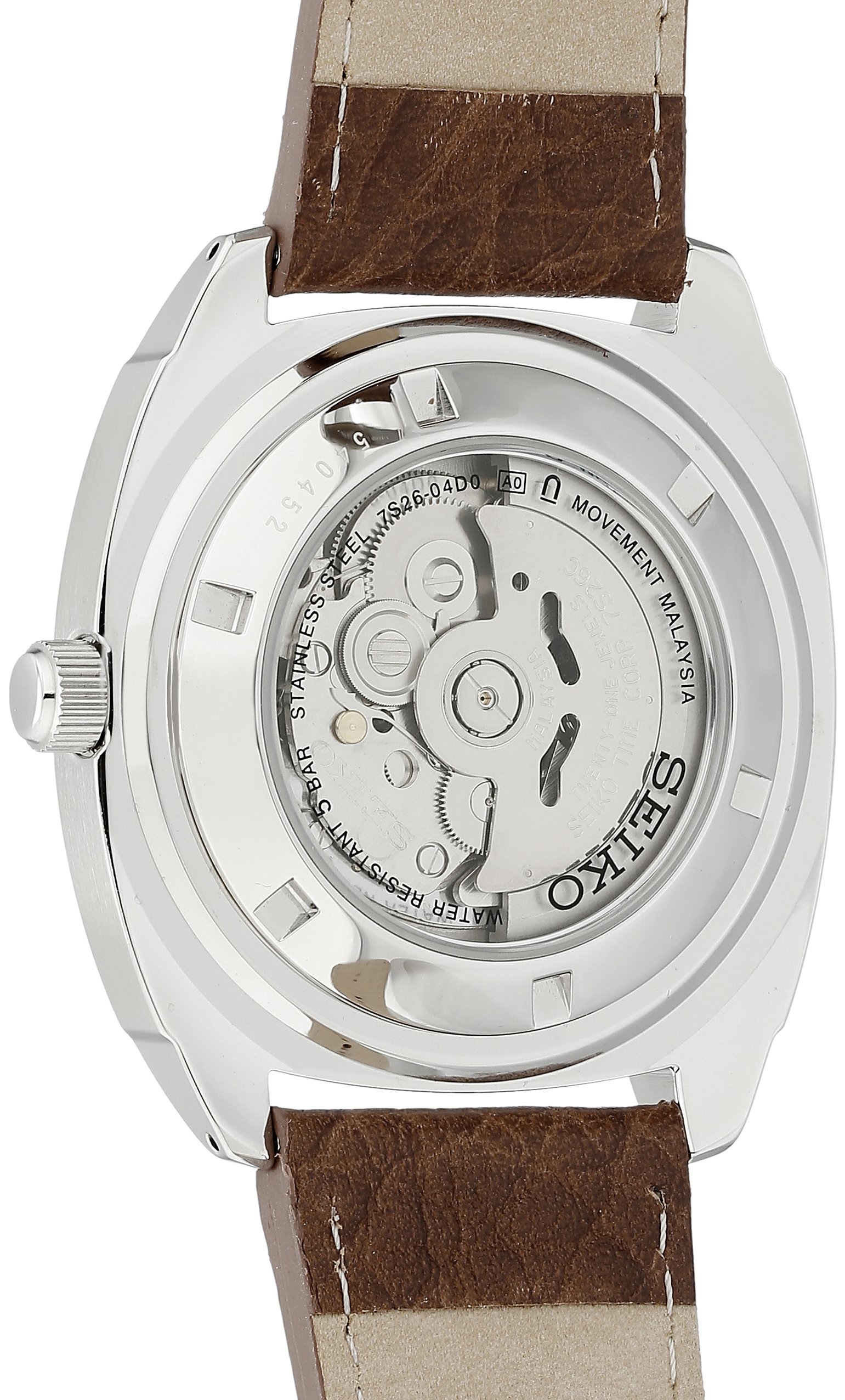 SEIKO Automatic Watch for Men - Recraft Series - Brown Leather Strap, Day/Date Calendar, 50m Water Resistant