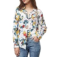 Ruisin Super Soft Wrinkle Free Plain/Various Pattern Print Button Down Shirts for Women Long Sleeve Blouses Shirt Tops