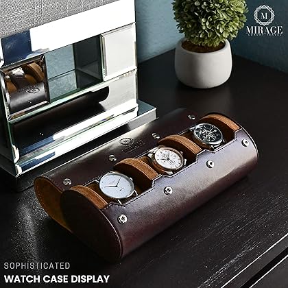 Watch Travel Case - for Men - for Women - Watch Roll Travel Case Organizer Display - Watch Case - Watch Organizer - Swiss Motif Classy Espresso