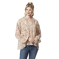 Jessica Simpson Women's Celeste Neck Tie Long Sleeve Boho Top