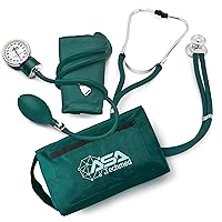 ASA TECHMED Dual Head Sprague Stethoscope and Sphygmomanometer Manual Blood Pressure Cuff Set with Case, Gift for Medical Students, Doctors, Nurses, EMT and Paramedics, Hunter Green