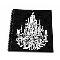 3dRose db_164675_2 Chic White Chandelier with Black Damask-Memory Book, 12 by 12-Inch