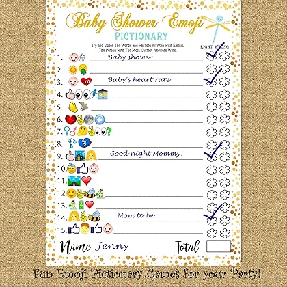 LOTUS-A Baby Shower Games - Emoji Pictionary, Fun Guessing Game Girls Boys Babies Gender Neutral Ideas Shower Party, Prizes for Game Winners, Favorite Adults Games for Baby Shower Favors Activities