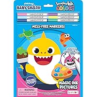 Bendon Baby Shark 20-Page Imagine Ink Imagine Color Pad with 6 Mess Free Markers 47226
